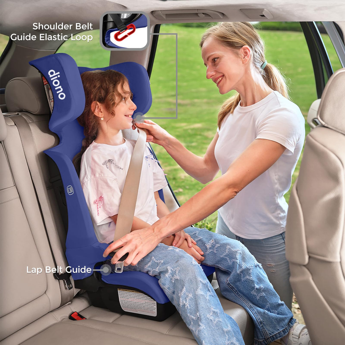 Foldable High Back Booster Seat, 40–100 lbs, Blue W333181