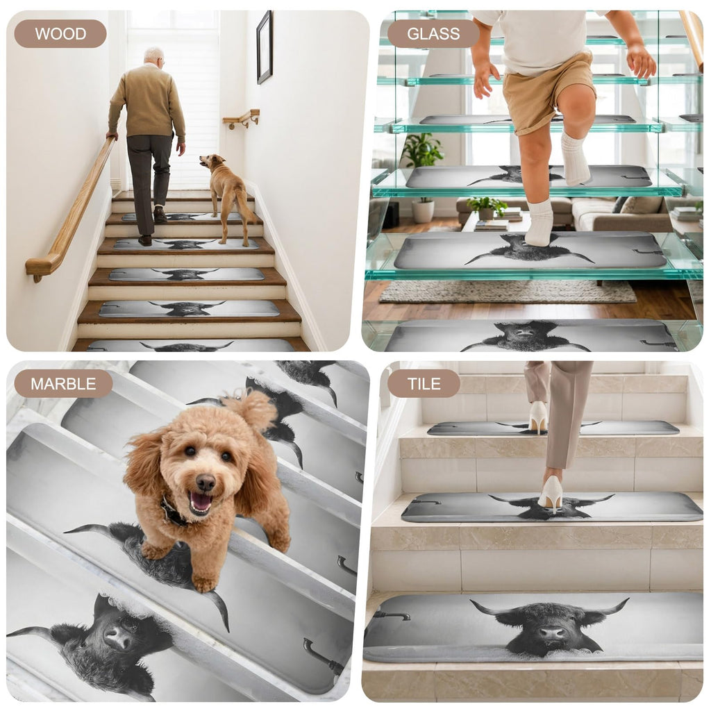 Grey Non Slip Carpet Stair Treads Set of 15 L348