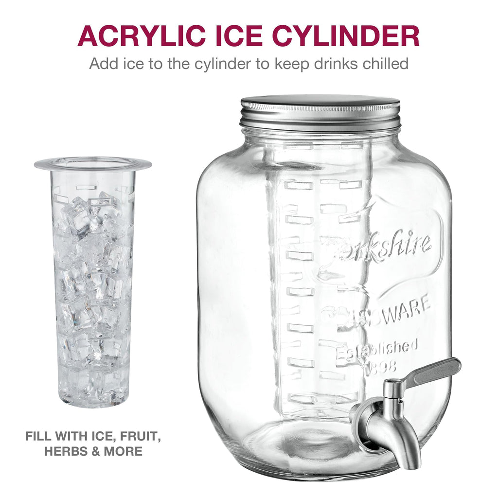 Glass Drink Dispenser with Stand, 1 Gallon, 2-Pack G433