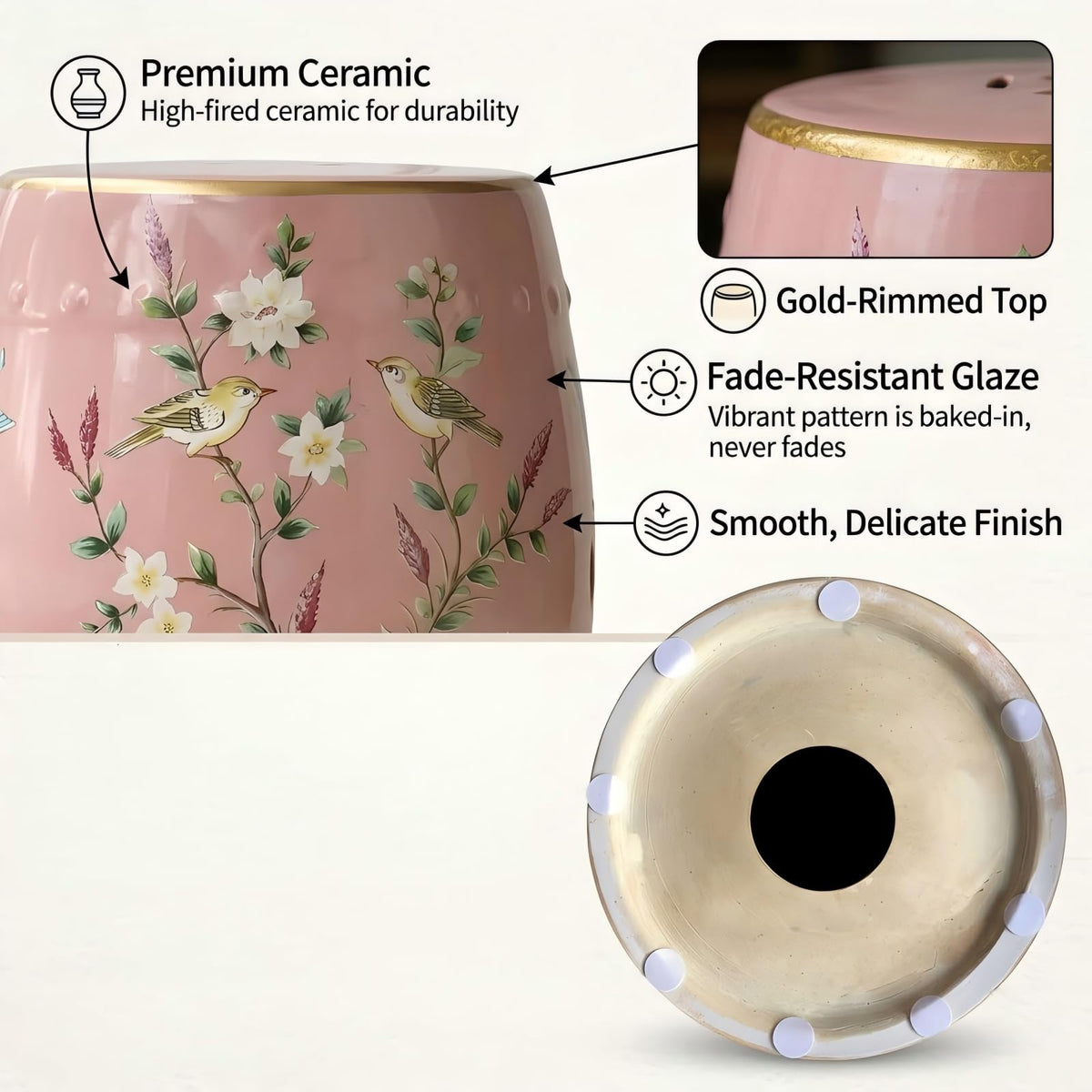 Hand-Painted Ceramic Garden Stool H1131