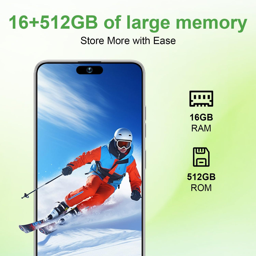Unlocked Cell Phone 16GB+512GB Smartphone 6.99" HD Screen Android 15 5G 7000mAh (Purple) L274