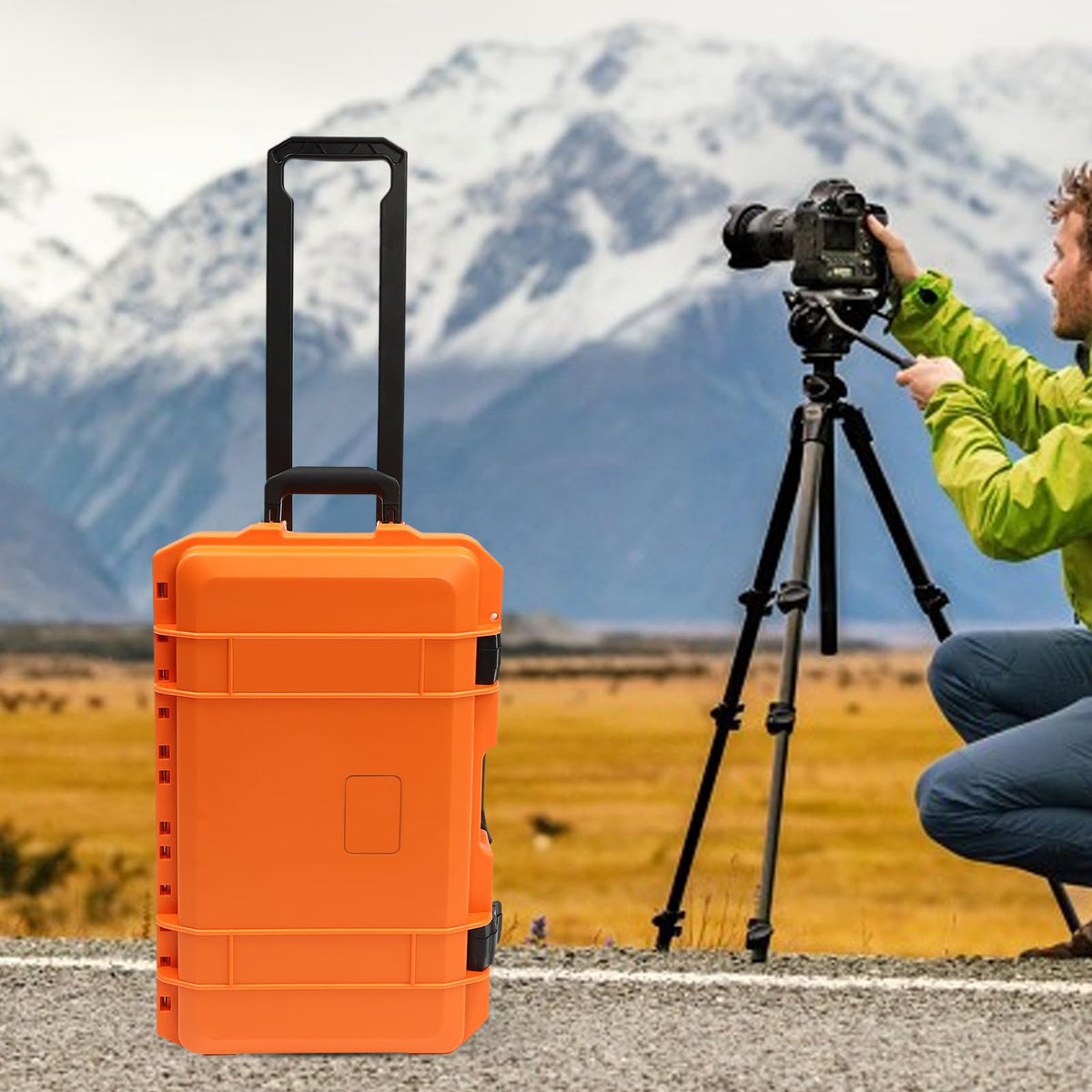22" Rolling Waterproof Hard Case with Foam (Orange) A687