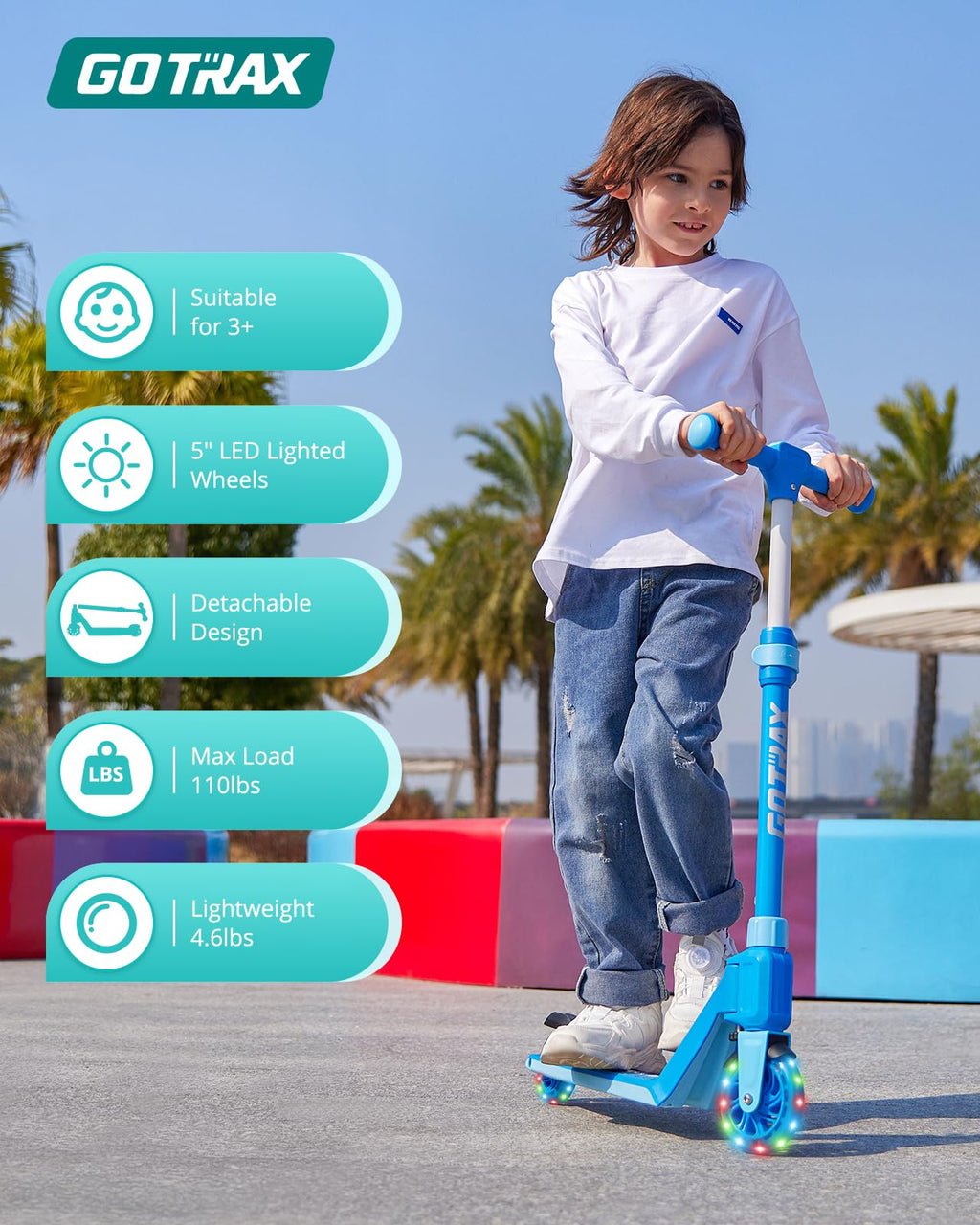Kids Kick Scooter LED Light 2 Wheels A60843
