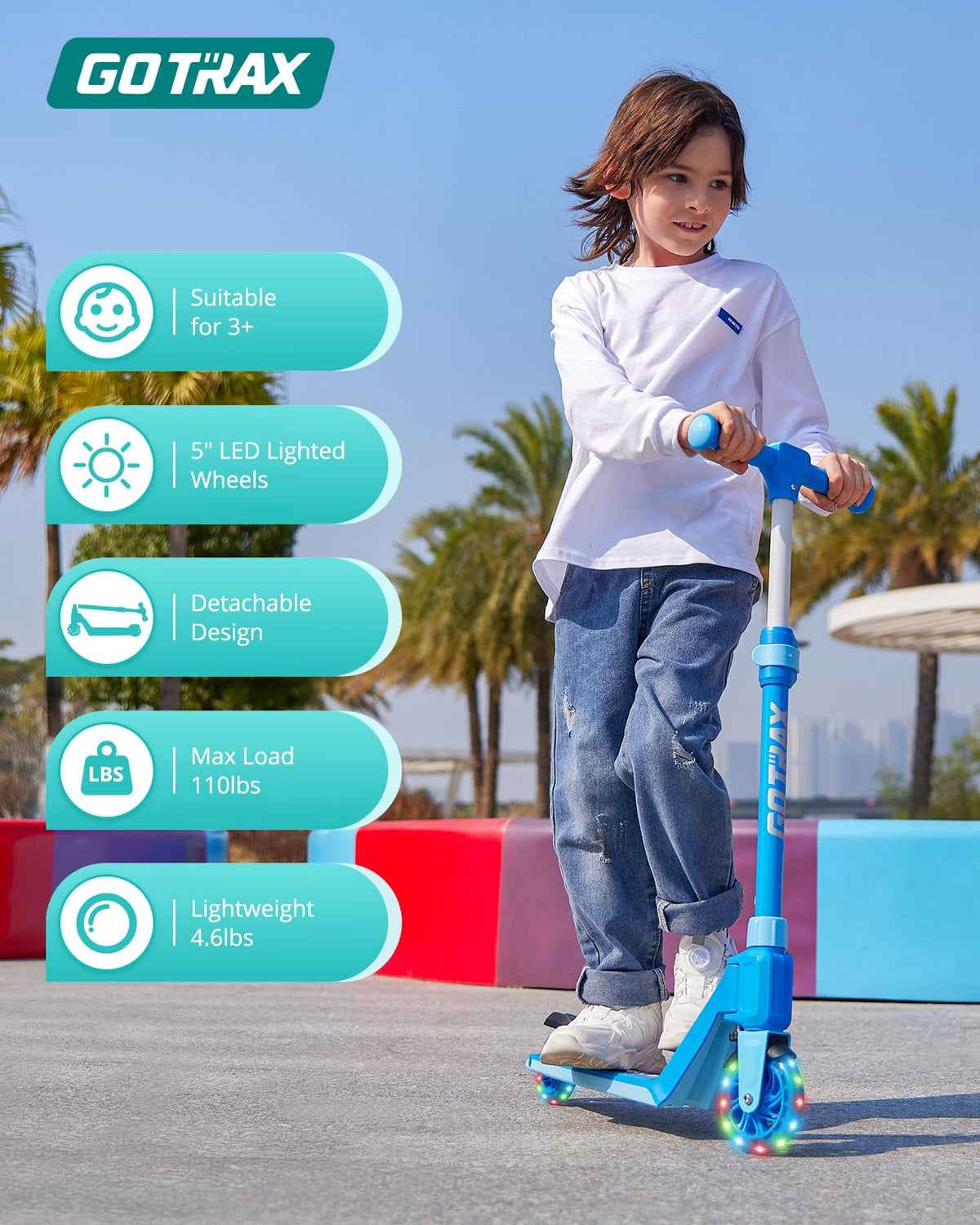 Kids Kick Scooter LED Light 2 Wheels A60843
