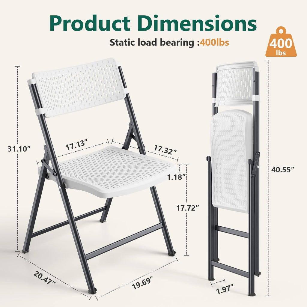 White 4-Pack Folding Chairs with Steel Frame E746