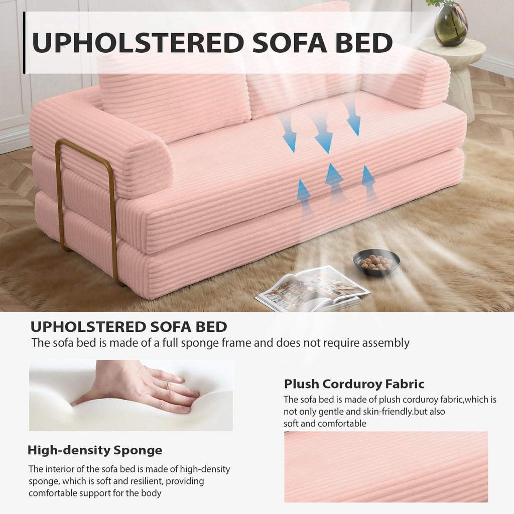 Pink Convertible Sleeper Sofa Bed E134