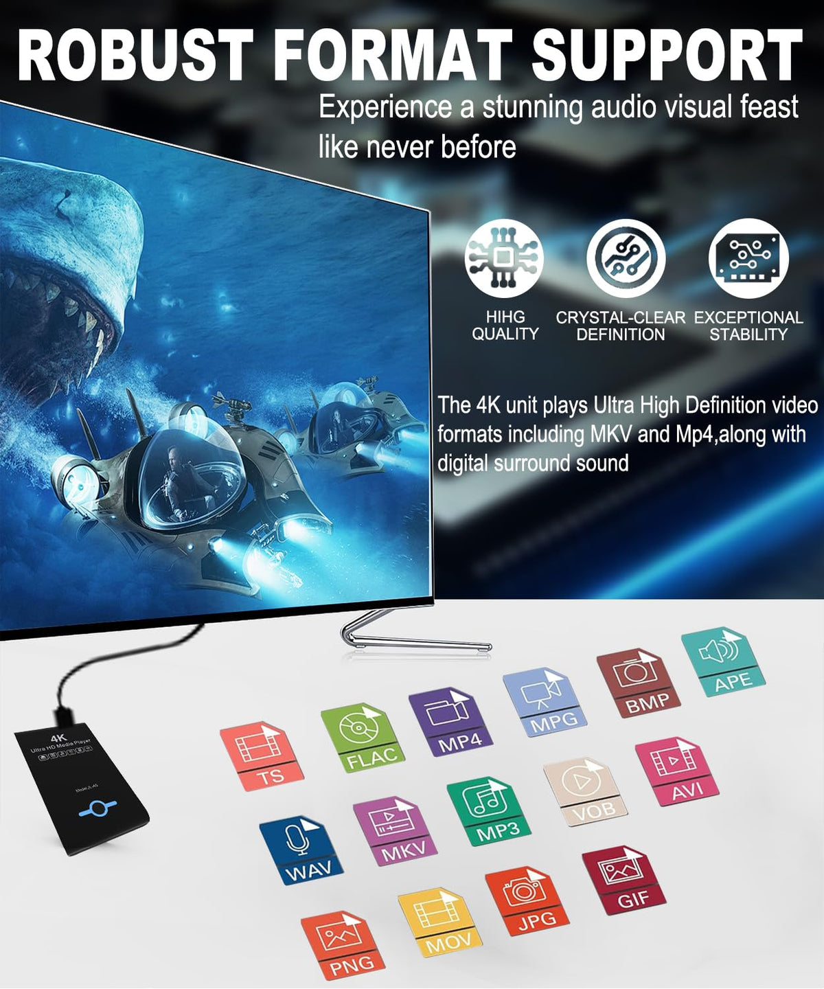 4K Ultra HD Media Player & HDD Enclosure 2-in-1 M533115