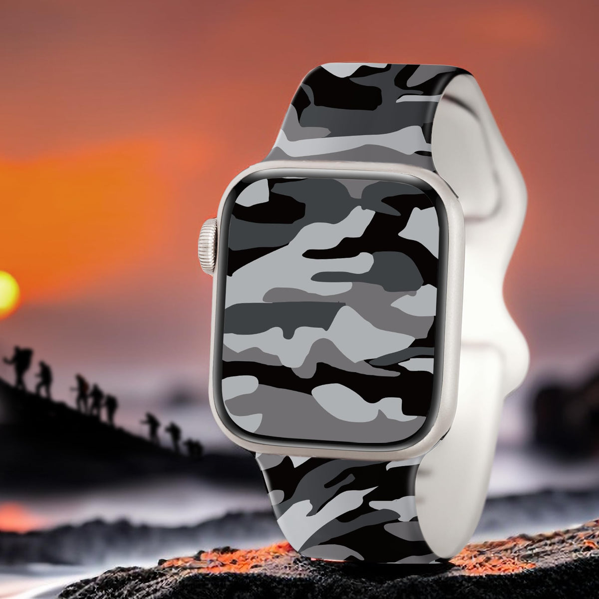Camo Silicone Band for Apple Watch 38mm 40mm 41mm 42mm I443