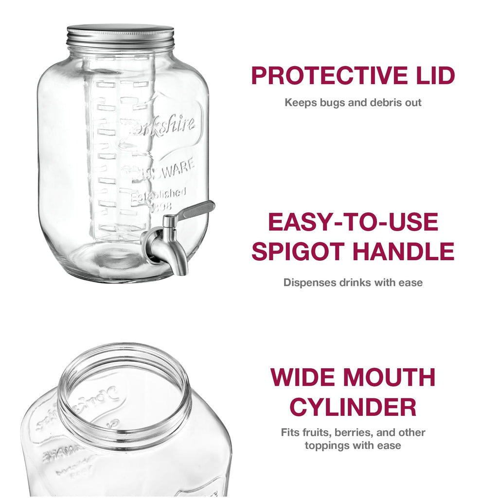 Glass Drink Dispenser with Stand, 1 Gallon, 2-Pack G433