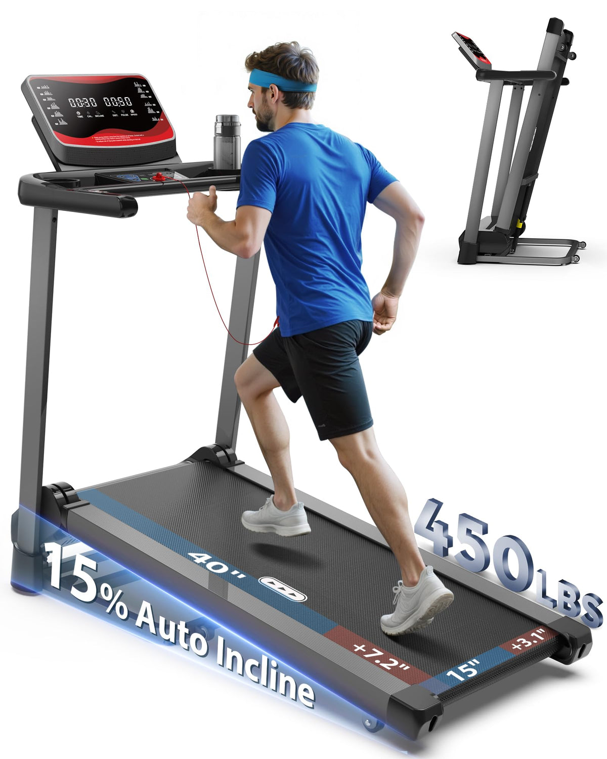 Treadmill with Auto Incline 450 LBS Capacity U798771