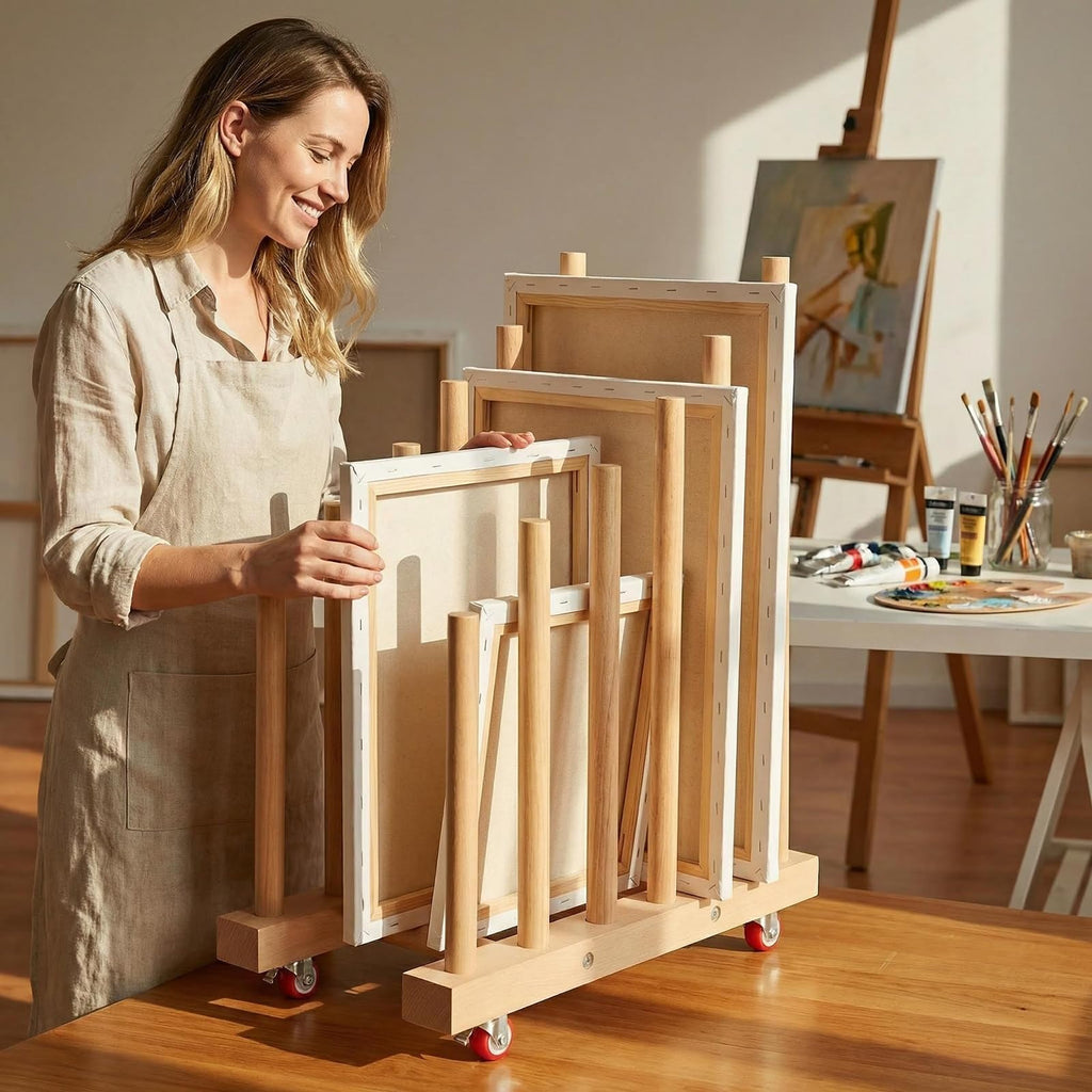 Artwork Storage Rack with Brake Caster Wheels 12in P751629