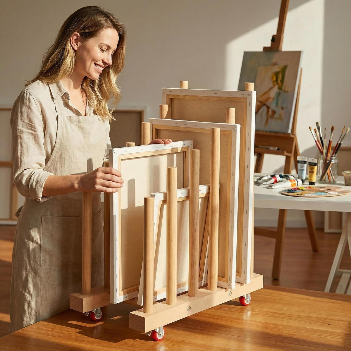 Artwork Storage Rack with Brake Caster Wheels 12in P751629