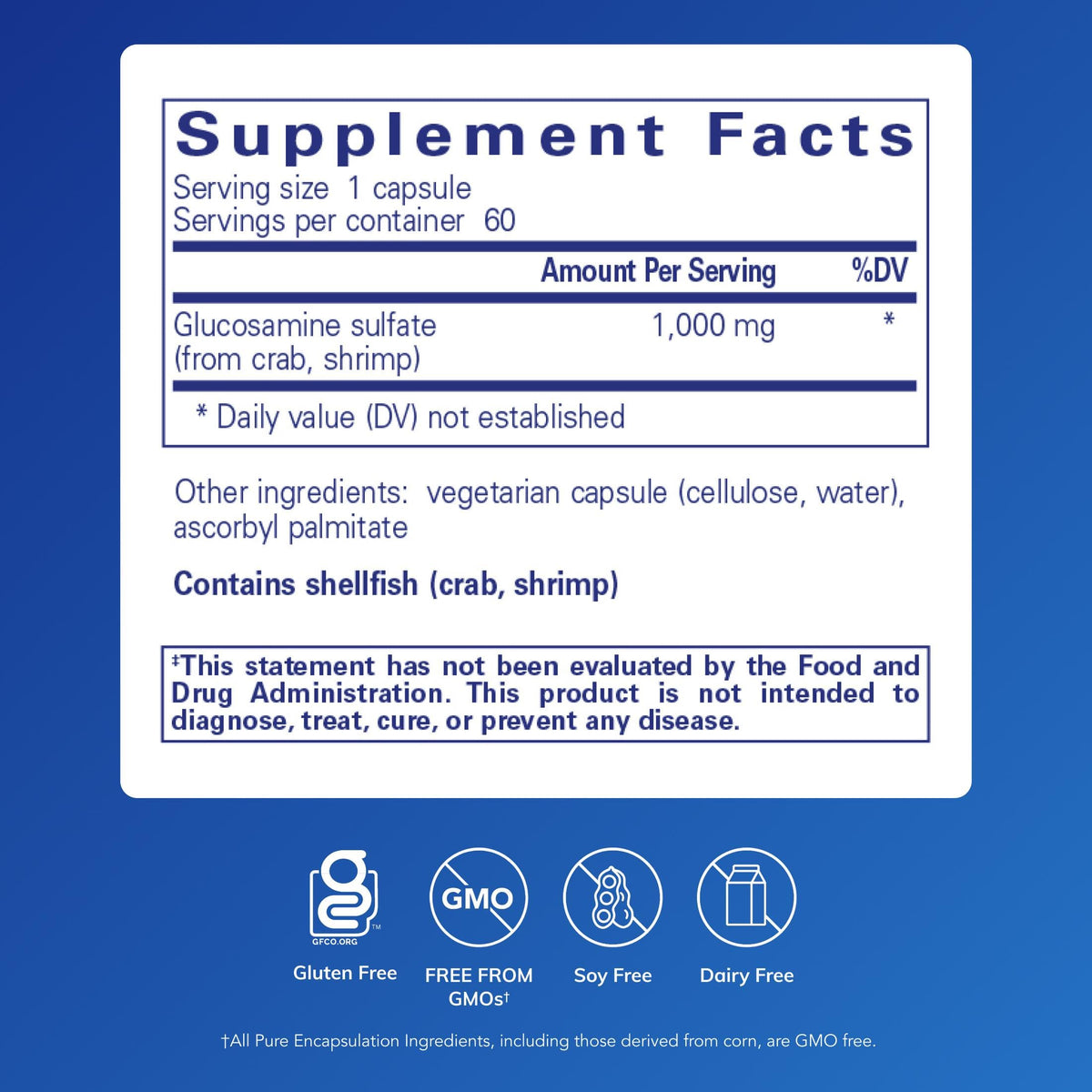 Glucosamine Sulfate 1,000 mg, 60 Capsules A59968