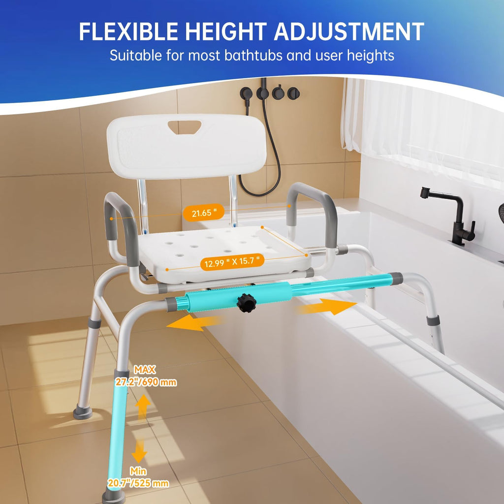 360° Swivel Adjustable Transfer Shower Chair with EVA Seat E6746