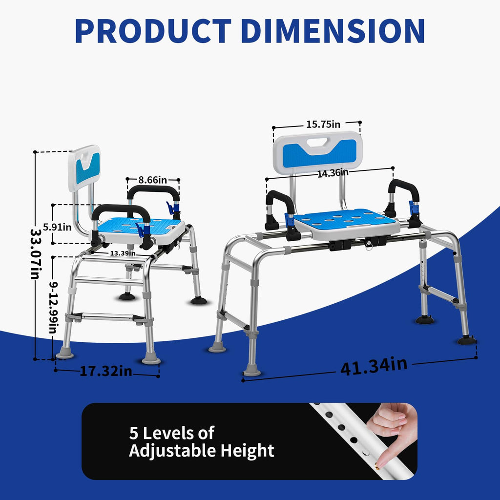 Sliding Shower Chair with Arms and Back R2994