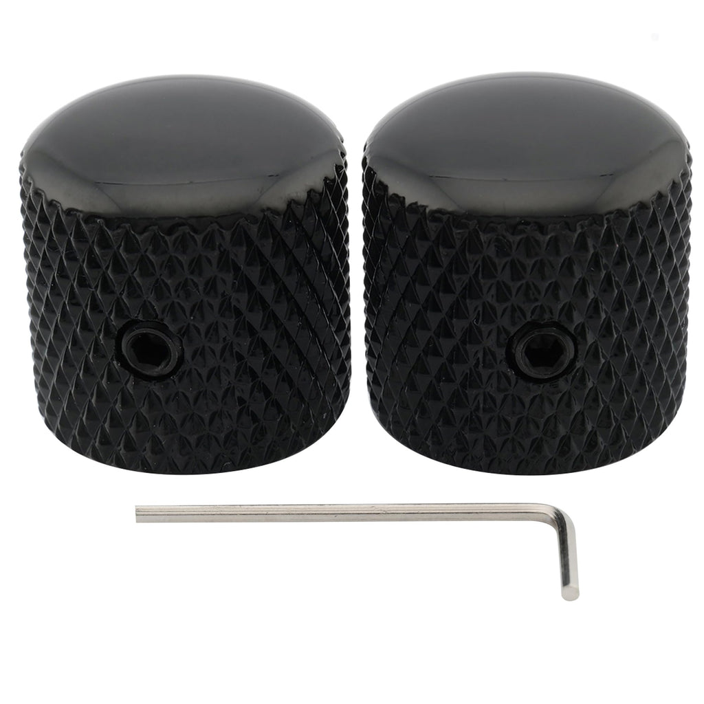 1/4 Inch Steel Dome Knob with Set Screw Black 2Pcs J791