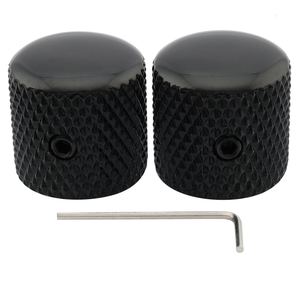 1/4 Inch Steel Dome Knob with Set Screw Black 2Pcs J791