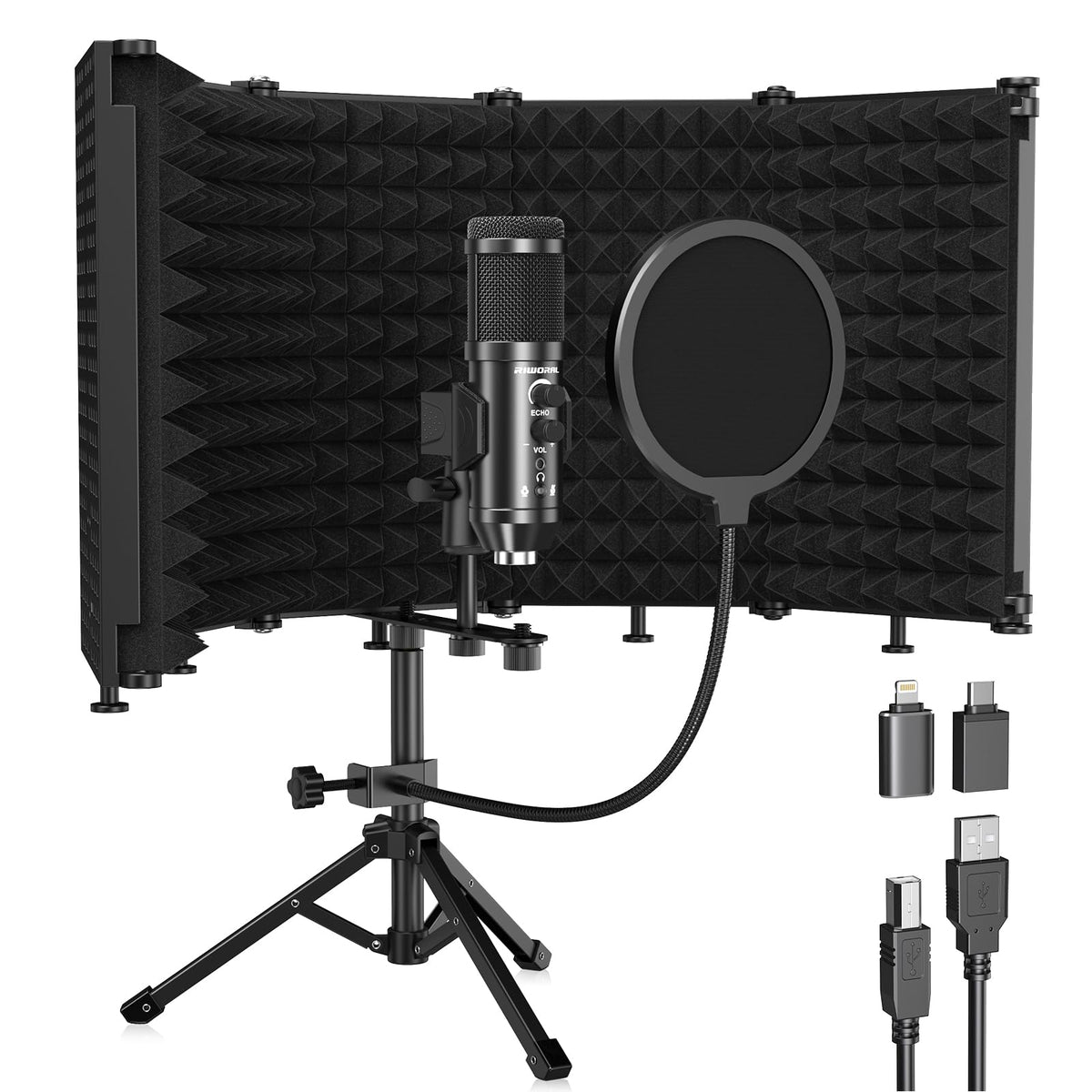 Microphone Isolation Shield with Pop Filter & Tri-Stand Kit E328648