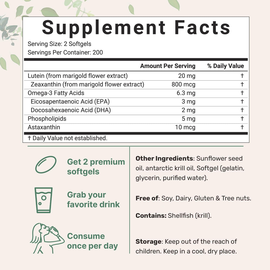 Lutein & Zeaxanthin 20mg Softgels, 400 Count B968