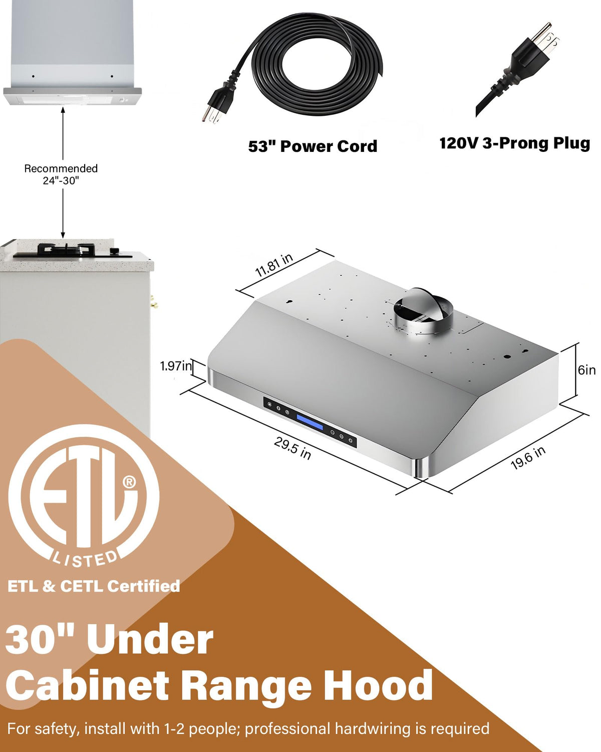 30 inch 900 CFM Stainless Steel Under Cabinet Range Hood Z57648