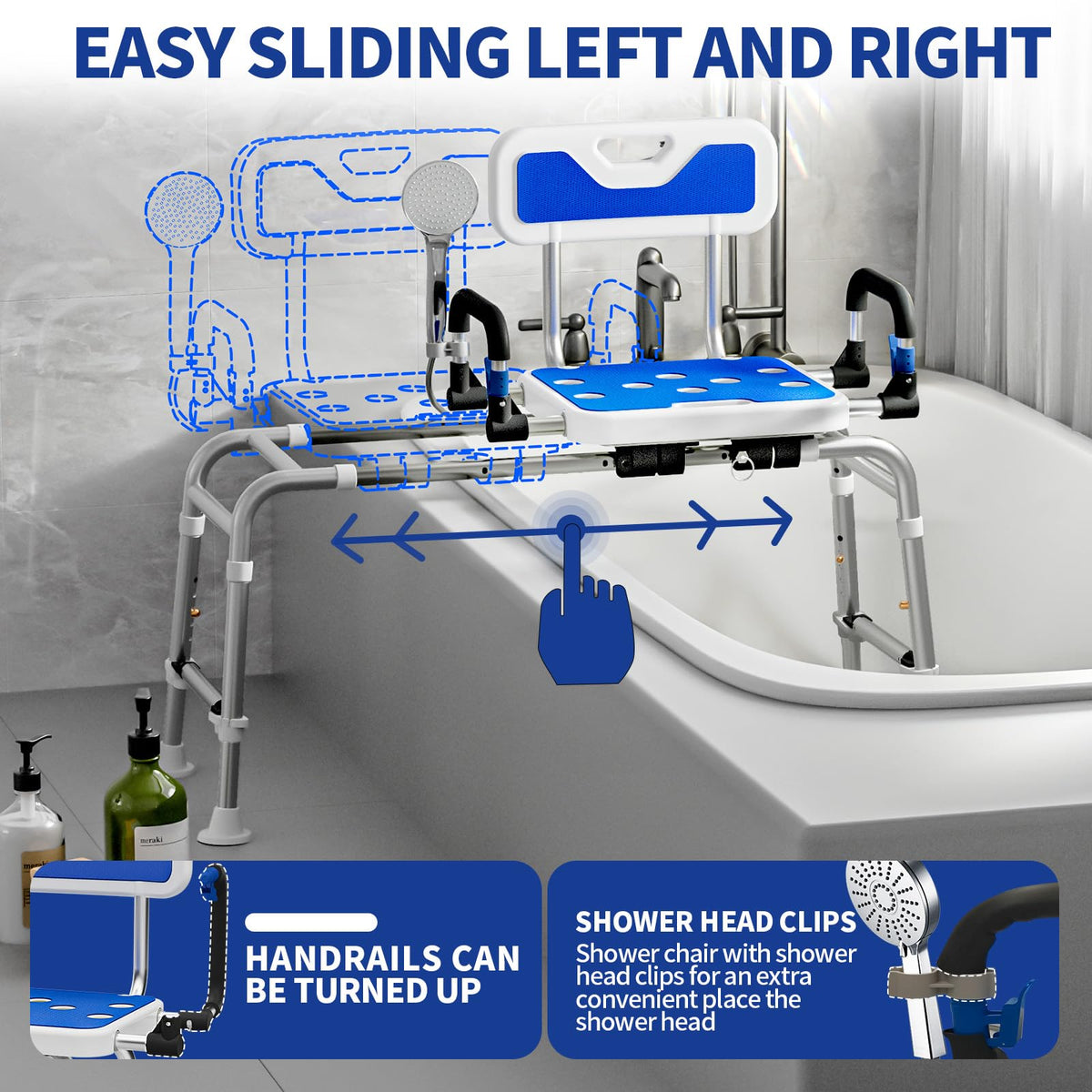 Sliding Shower Chair with Arms and Back R2994