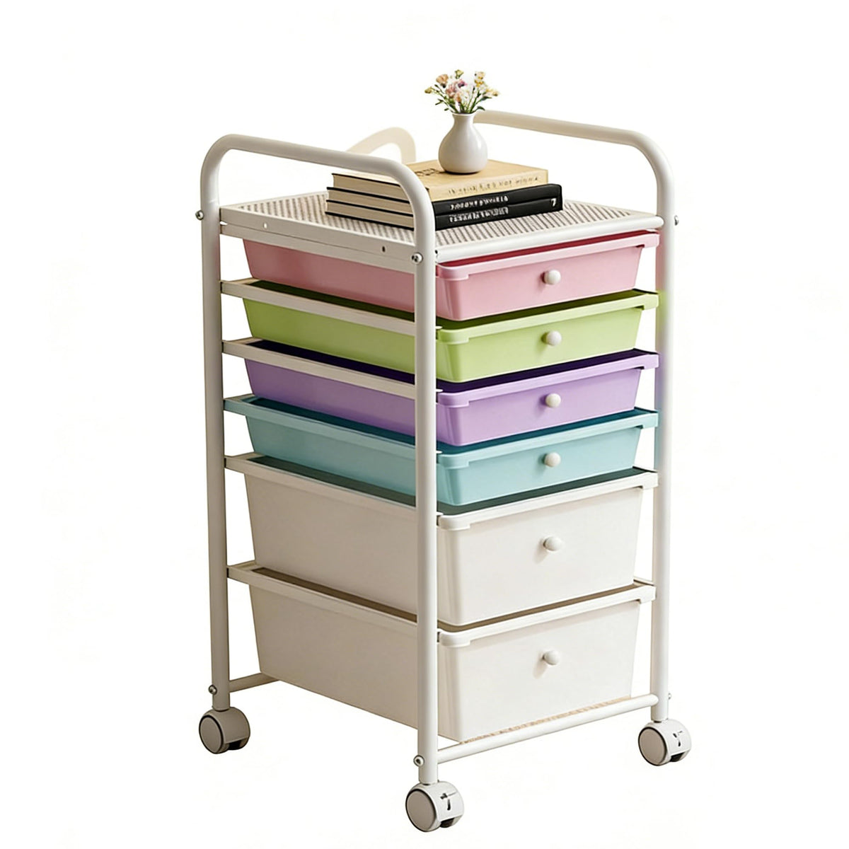 6 Drawers Rolling Storage Cart with Metal Frame C653843