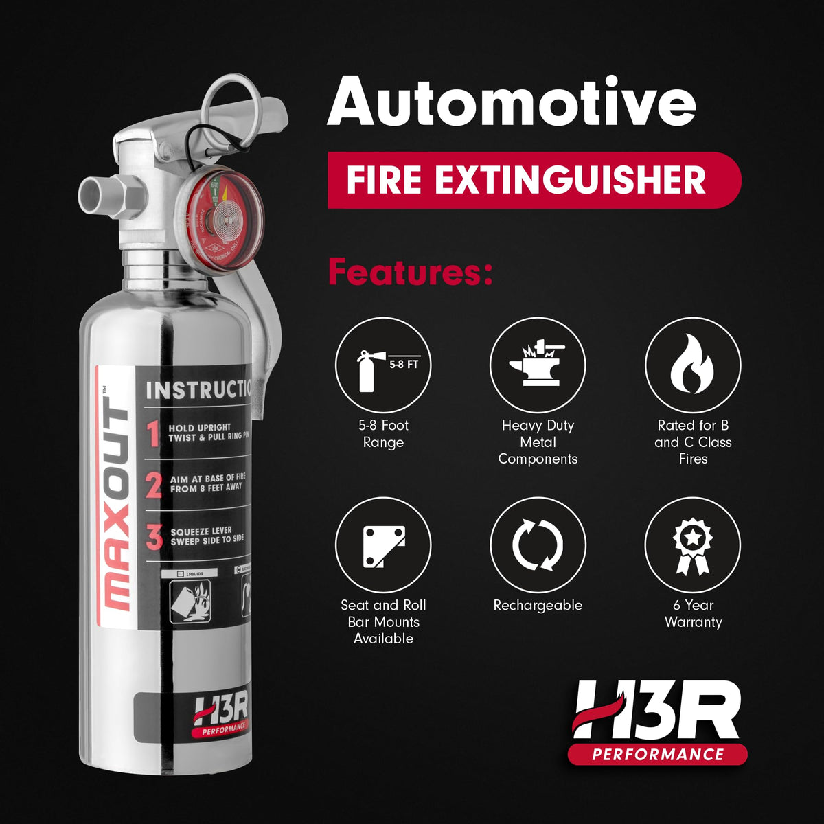 Compact Refillable Purple K Dry Chemical Fire Extinguisher 1.0 lb H594666