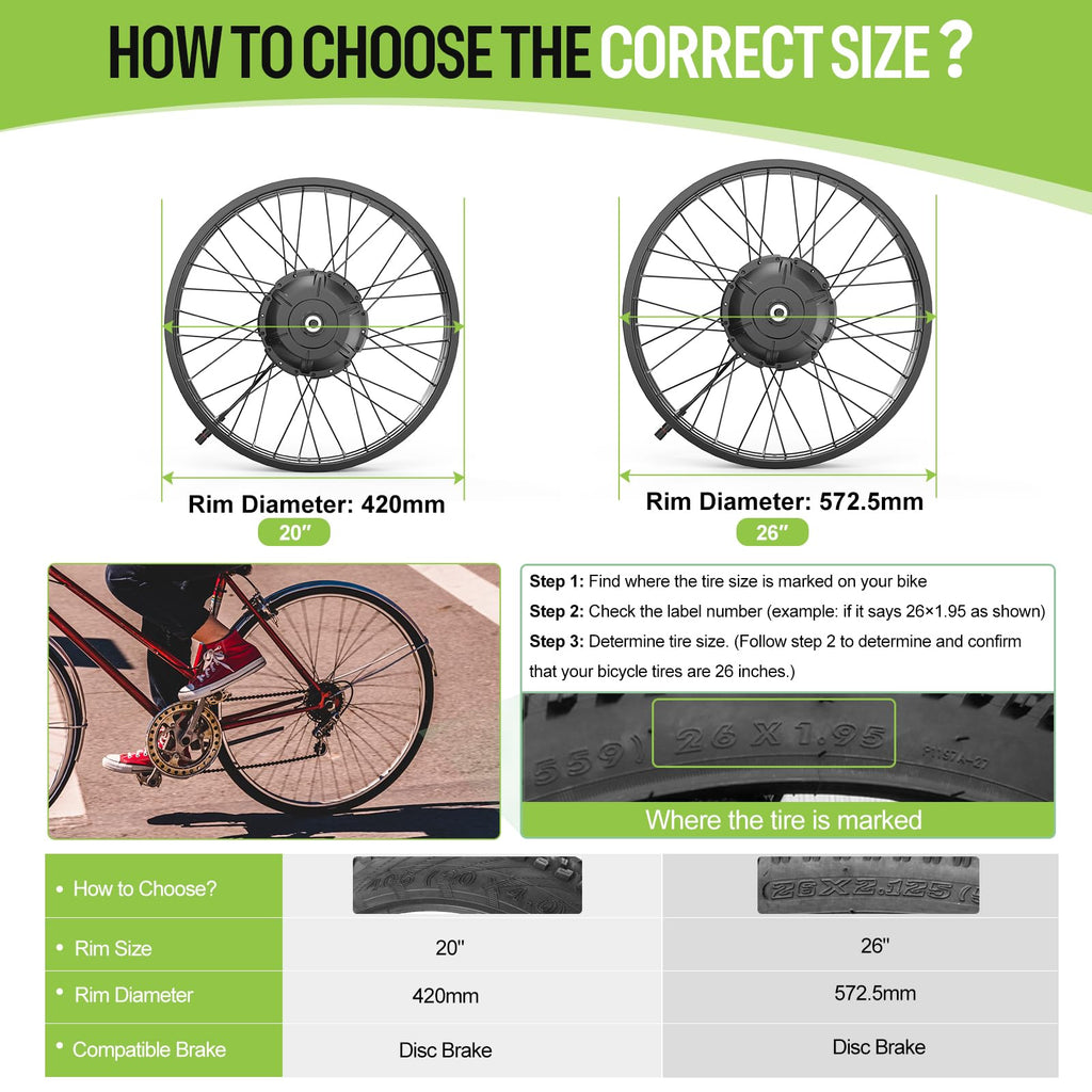1000W Rear Hub Motor Fat Tire Ebike Conversion Kit I111252