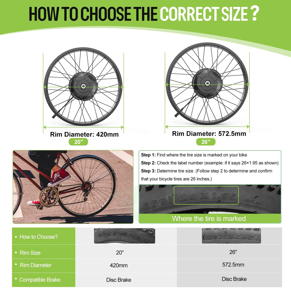 1000W Rear Hub Motor Fat Tire Ebike Conversion Kit I111252