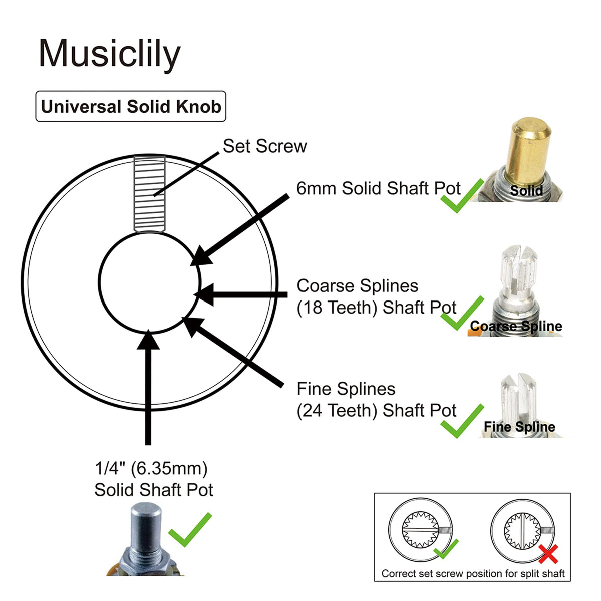 1/4 Inch Steel Dome Knob with Set Screw Black 2Pcs J791