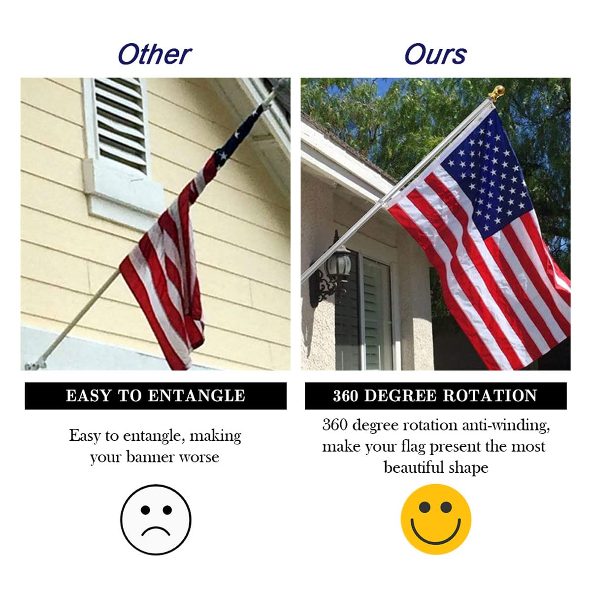 Flag Pole and Bracket Kit Brushed Aluminum H5090