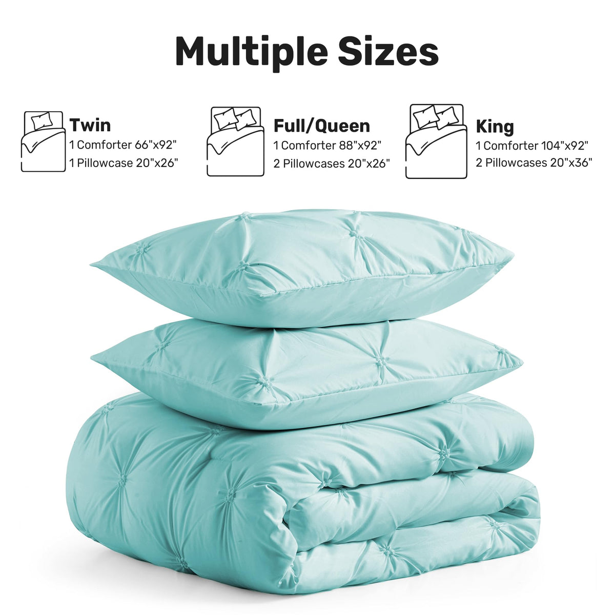 King Size Aqua Blue Pintuck Comforter Set D669268