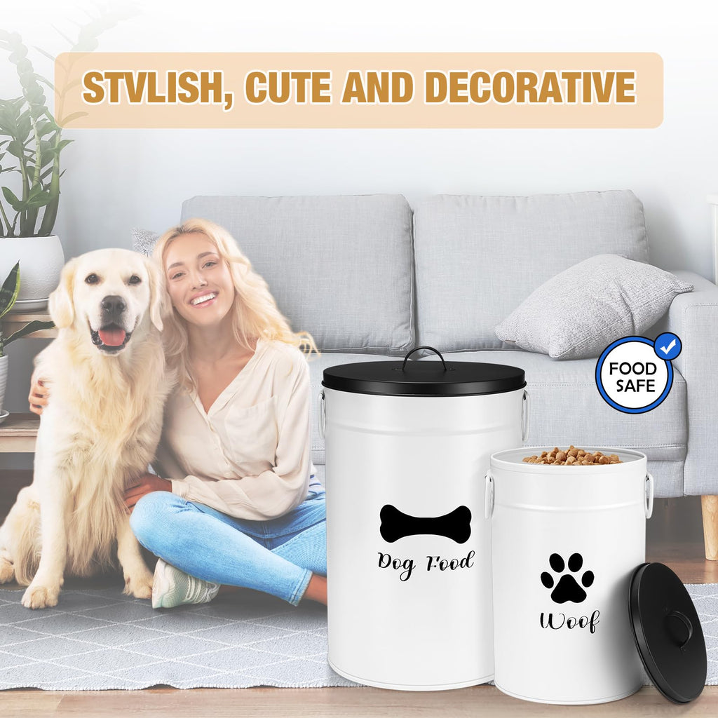 White Metal Dog Food Storage Containers Y210623