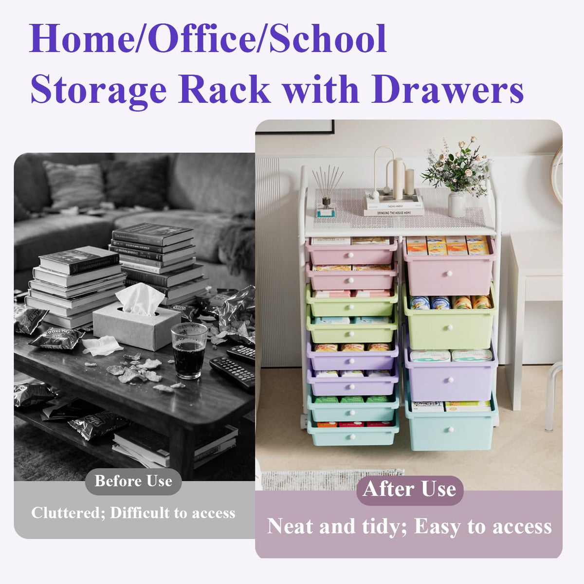 6 Drawers Rolling Storage Cart with Metal Frame C653843