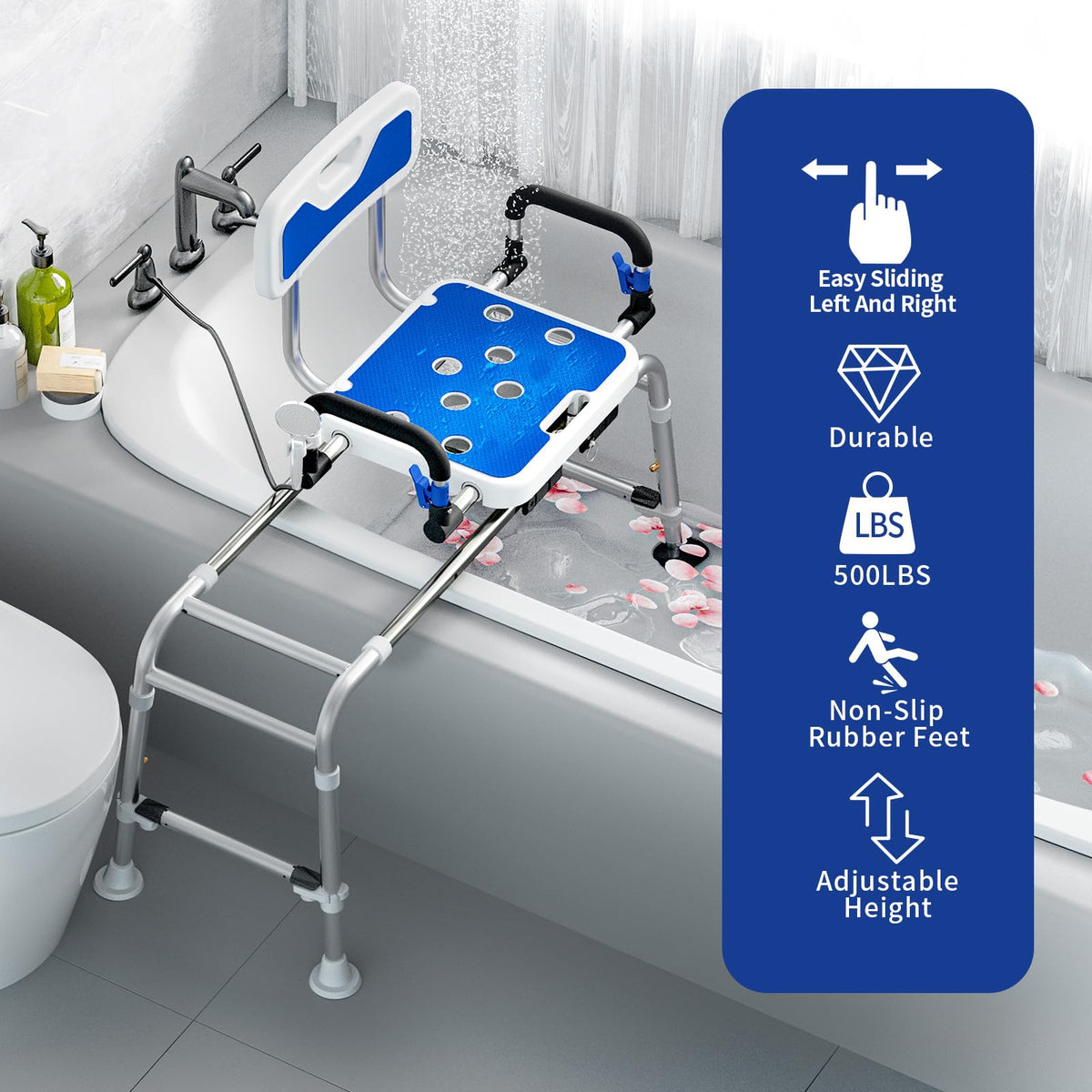 Sliding Shower Chair with Arms and Back R2994
