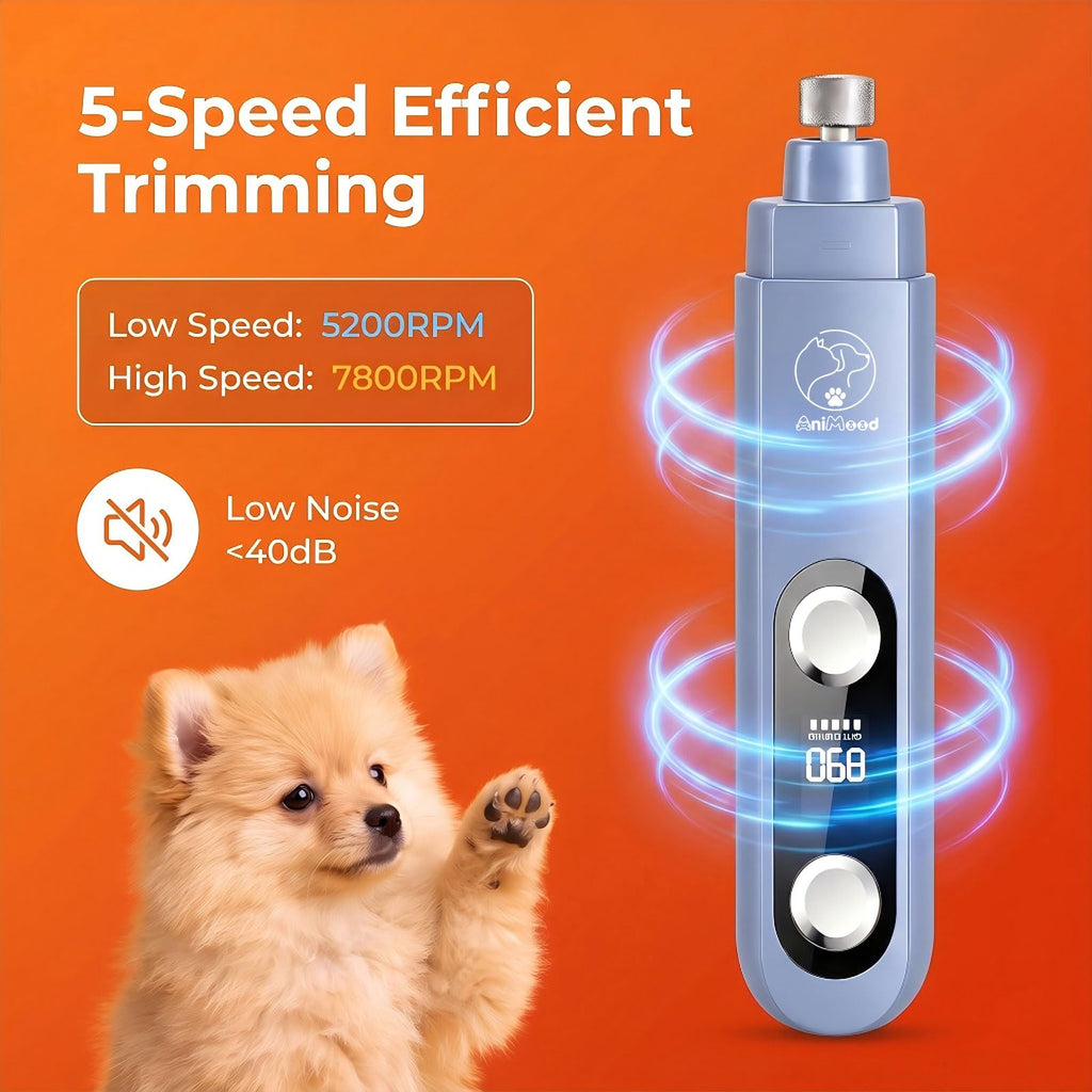 5-Speed Ultra Quiet Dog Nail Grinder with LED Light K566061