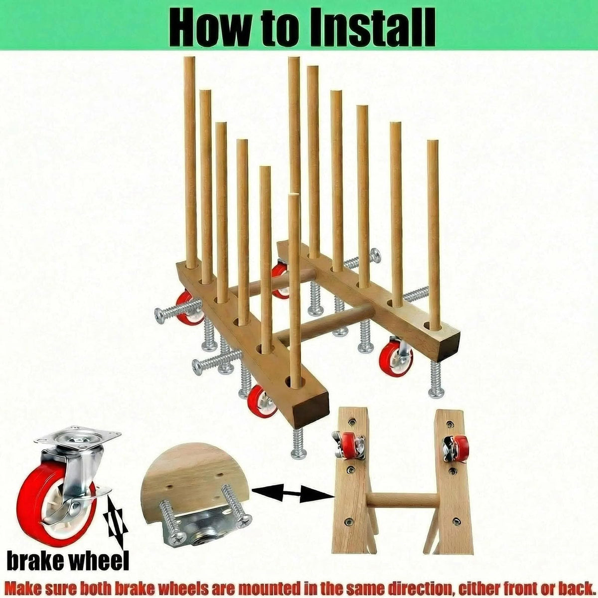 Artwork Storage Rack with Brake Caster Wheels 12in P751629