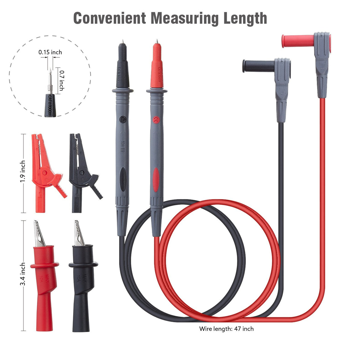 Silicone Multimeter Test Leads with Alligator Clips E269852