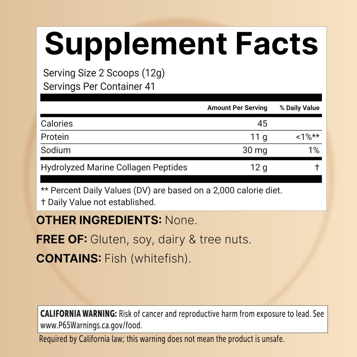 Marine Collagen Powder, 500g Hydrolyzed Type I & III Peptides, Unflavored J395