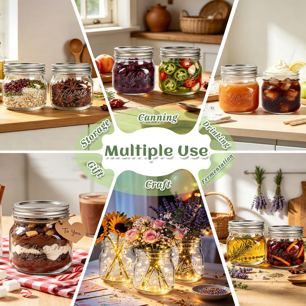 16 oz 12 Pack Wide Mouth Mason Jars with Lids Y90031