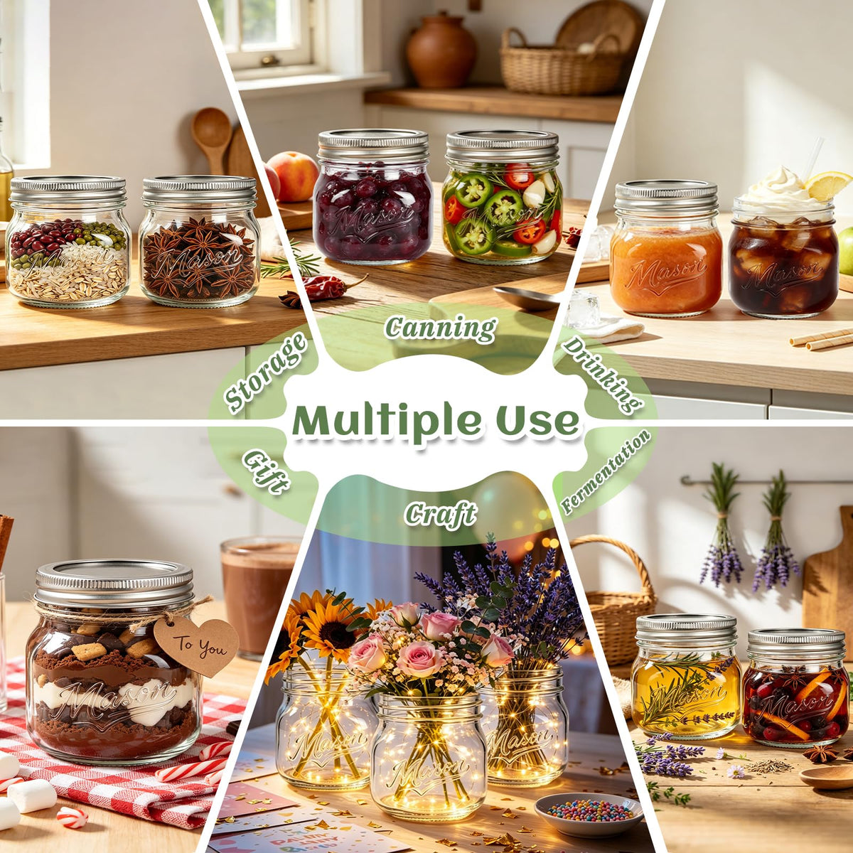 16 oz 12 Pack Wide Mouth Mason Jars with Lids Y90031