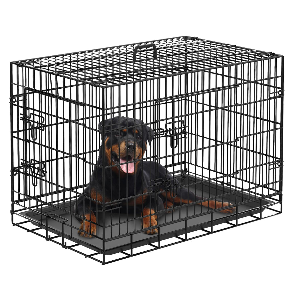 48" Foldable Metal Dog Cage with Removable Tray J8871