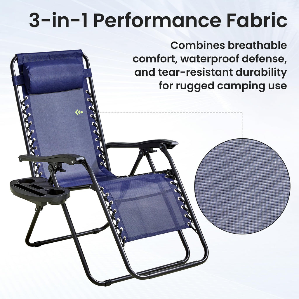 2-Pack Navy Blue Zero Gravity Lounge Chair Recliners V656