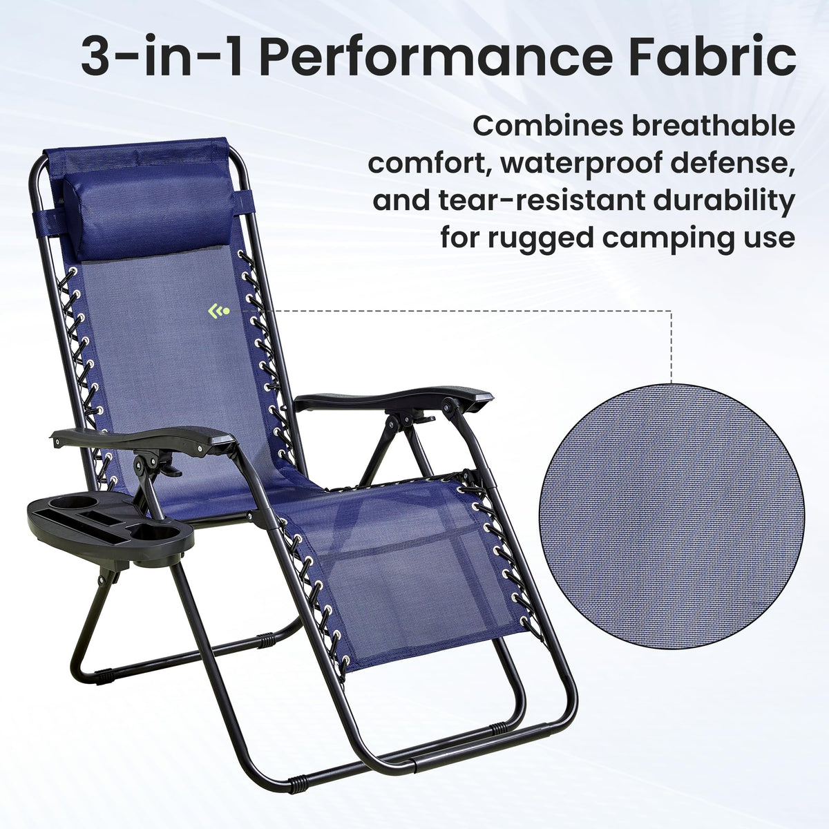 2-Pack Navy Blue Zero Gravity Lounge Chair Recliners V656