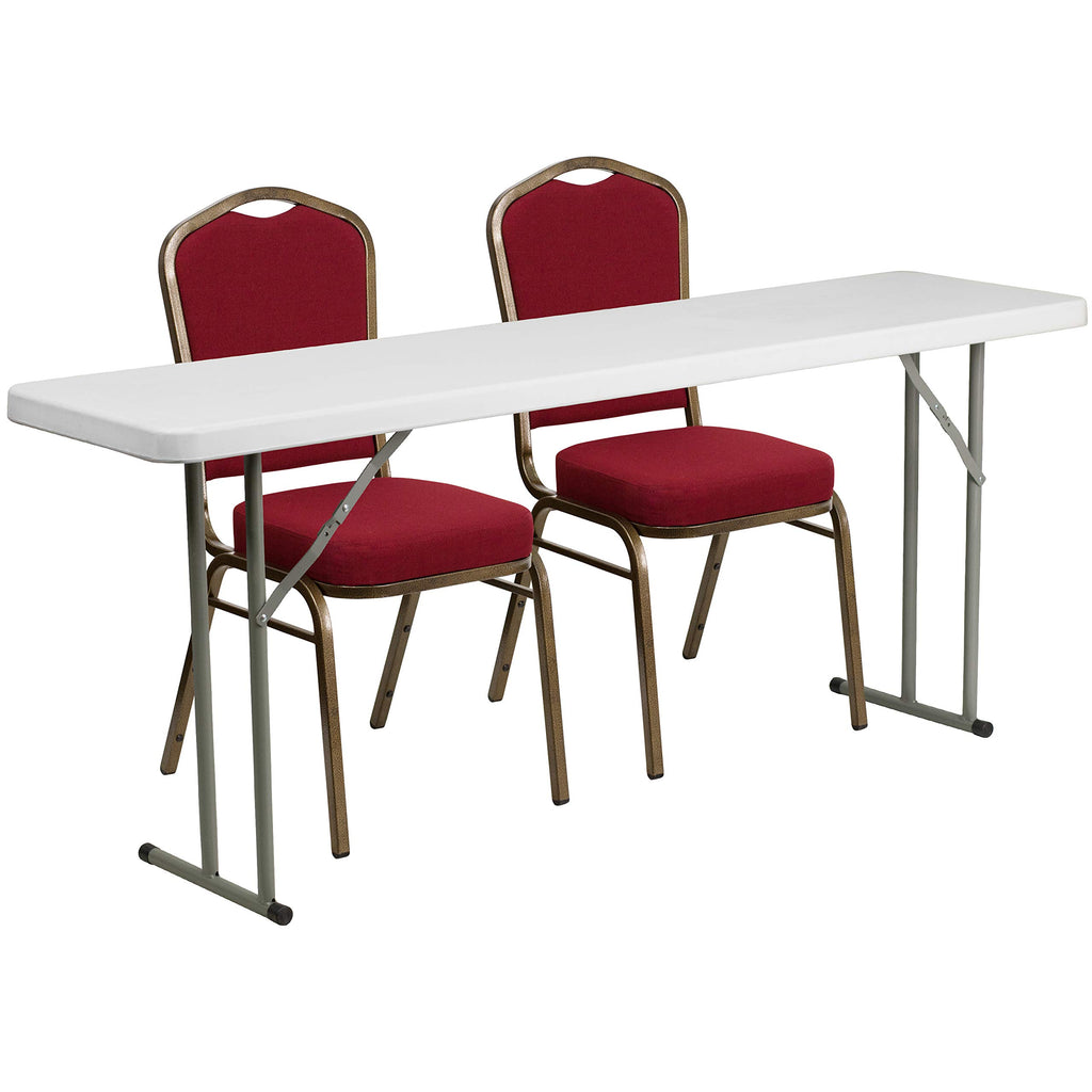 Granite White Plastic Folding Training Table Set X453