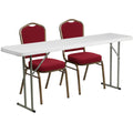 Granite White Plastic Folding Training Table Set X453