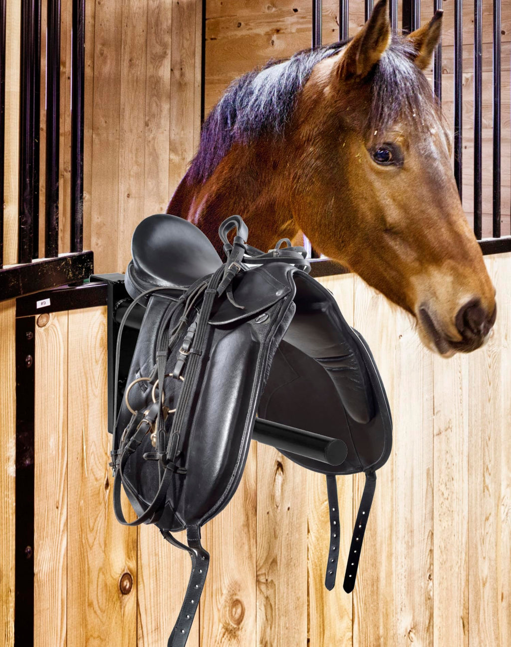 Black PVC Coated Double Saddle Rack C9396