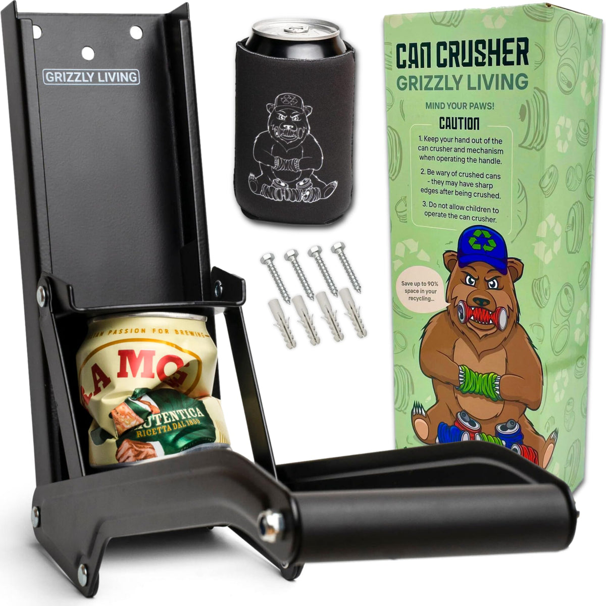 Heavy Duty Wall Mounted Can Crusher for 12-16oz Cans T381862