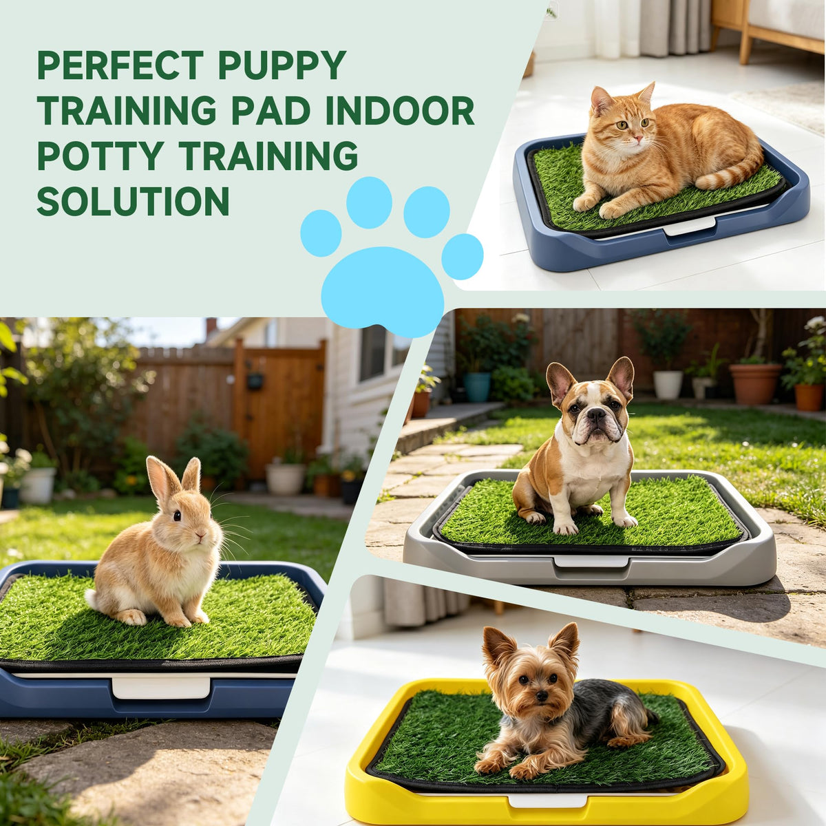 2 Pack 18"x14" Artificial Dog Grass Potty Pad with Tray D67315