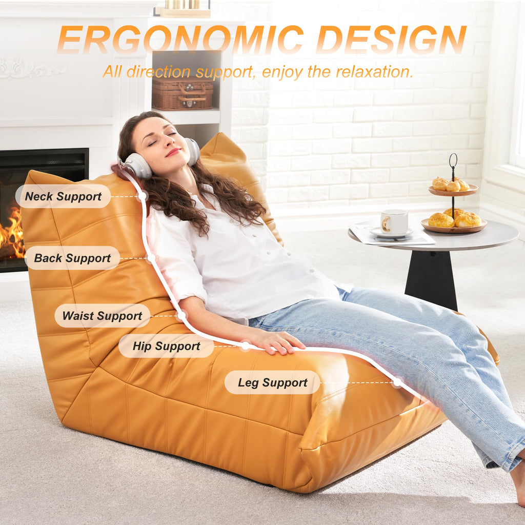 Leather Memory Foam Bean Bag Chair I316240